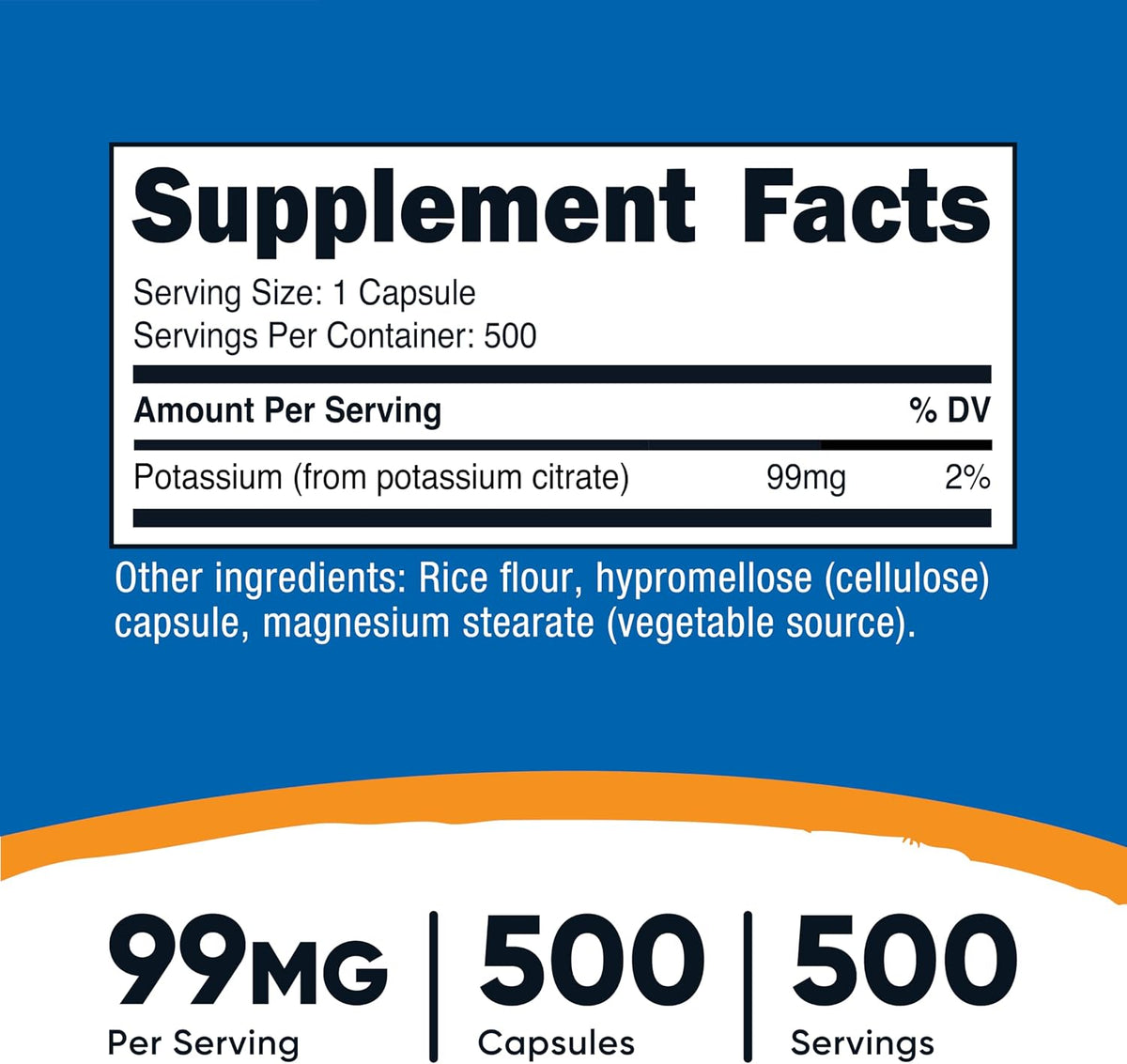 Nutricost Potassium Citrate 99mg, 500 Capsules
