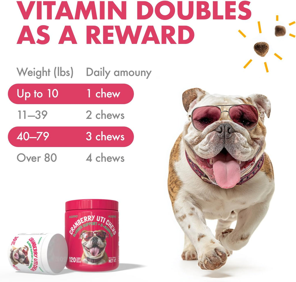 Legipet Cranberry UTI Chews for Dogs Bladder Support + D-Mannose 120 Chews
