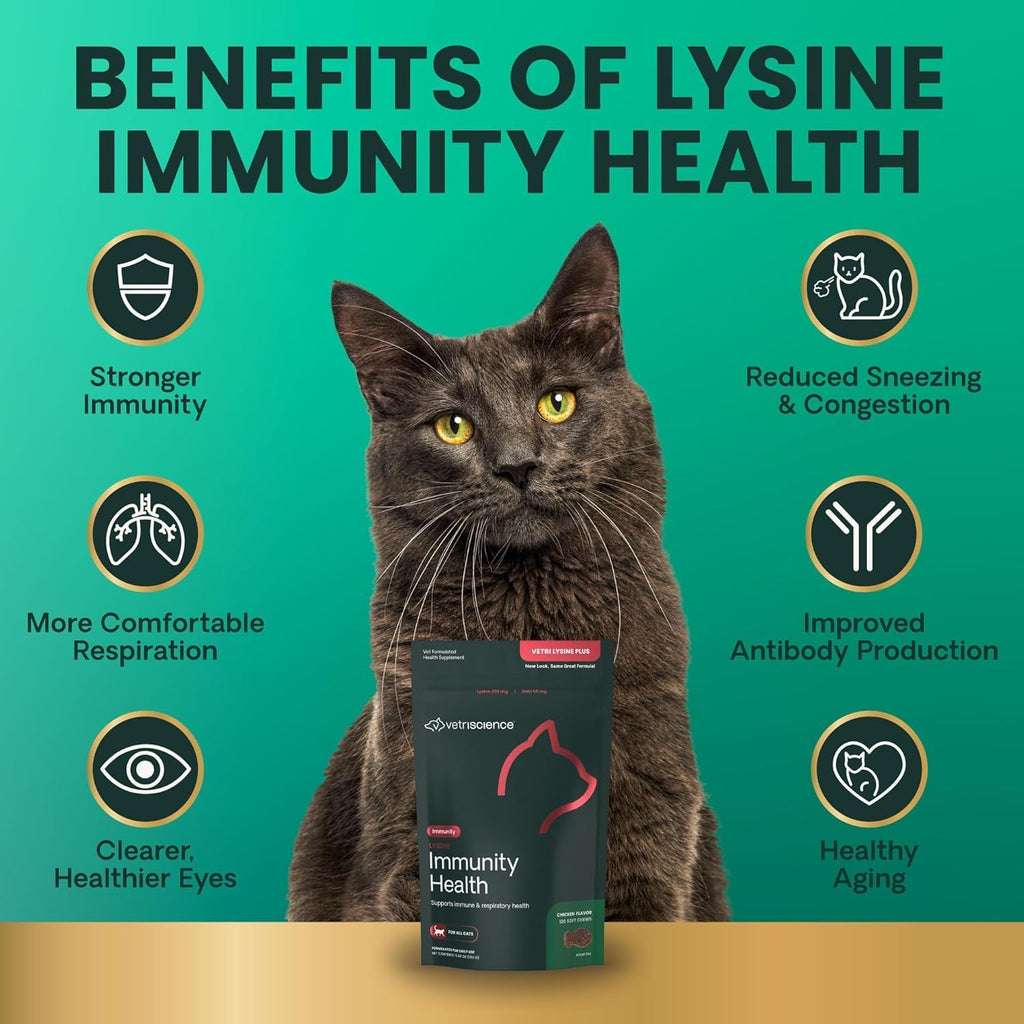 VetriScience Lysine Immunity Health Chews for Cats, Chicken, 90 Count