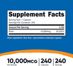 Nutricost Biotin (Vitamin B7) 10,000mcg (10mg), 240 Capsules, Quick Release