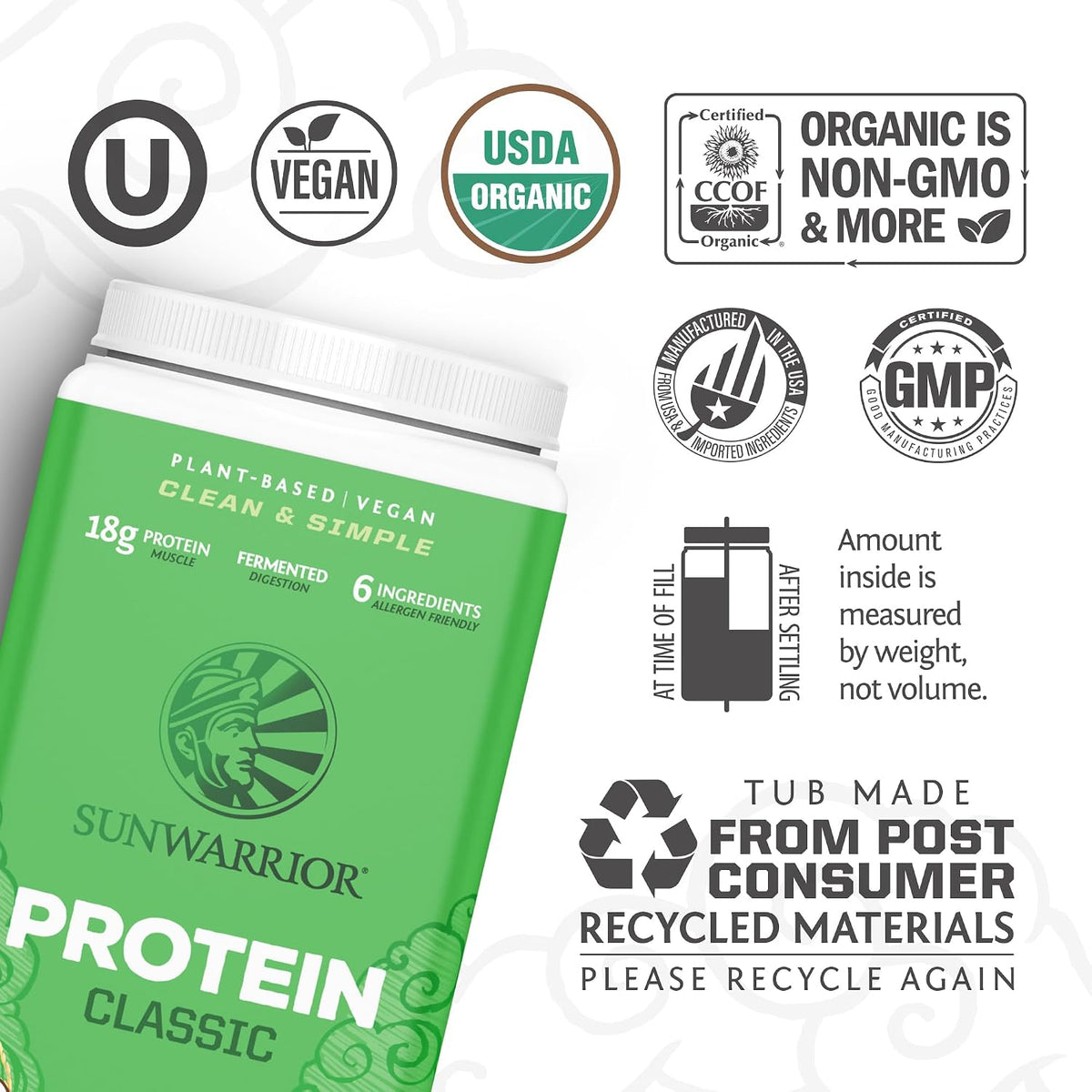 Sunwarrior Classic Vegan Protein Powder Chocolate & Collagen Building Powder