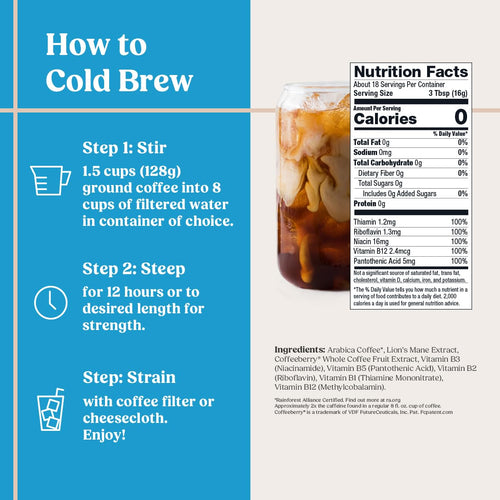 Bulletproof High Achiever Mushroom Cold Brew Coarse Ground Coffee, 10 oz