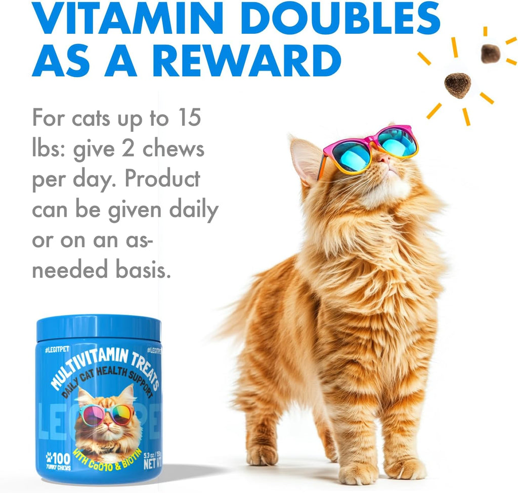 Legipet Multivitamin Cat Treats Vitamins for Indoor Cats Skin & Coat Digestion