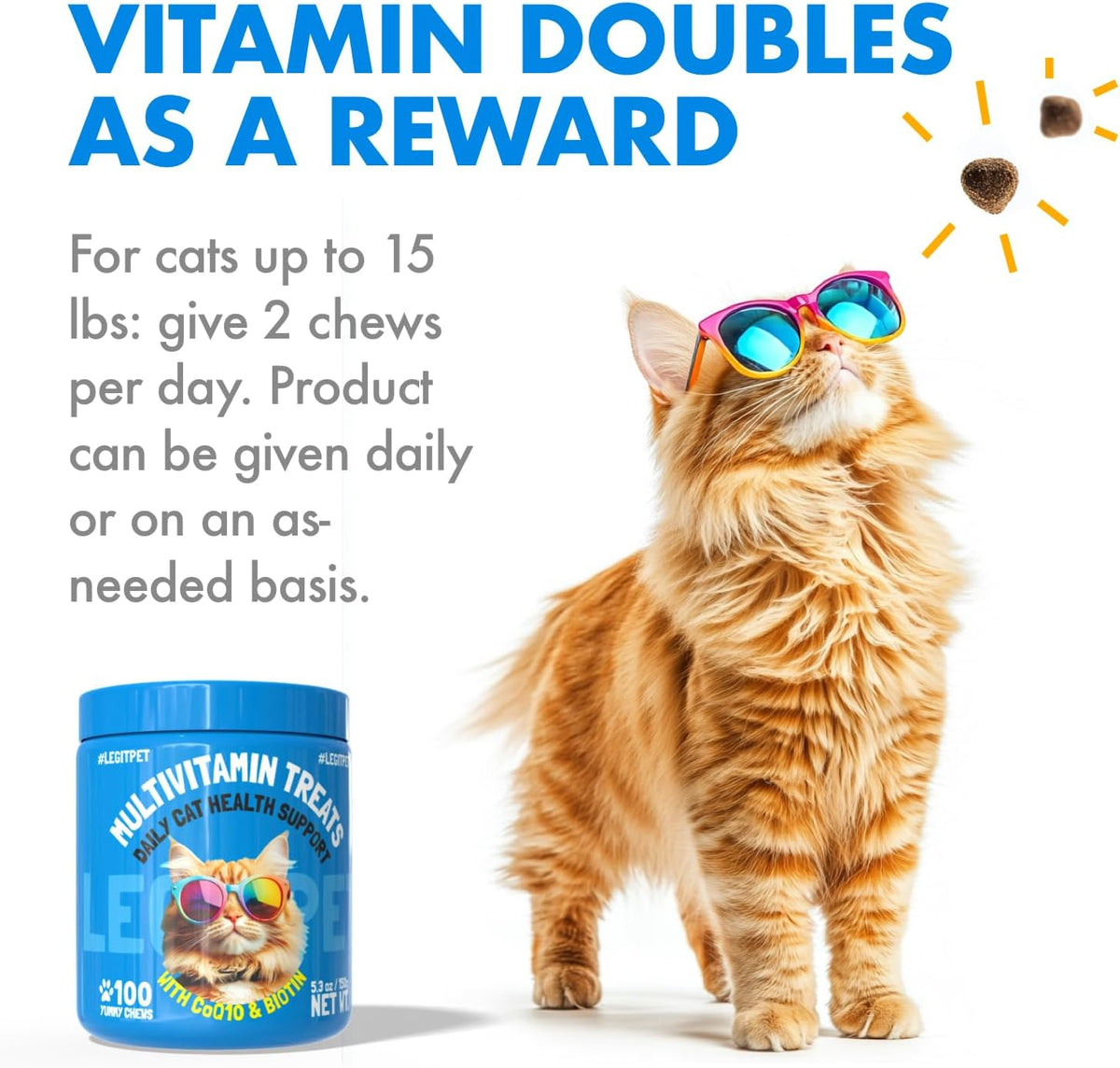 Legipet Multivitamin Cat Treats Vitamins for Indoor Cats Skin & Coat Digestion