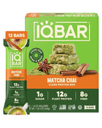 IQBAR Clean Protein Bars, Low Sugar Keto, Matcha Chai 12-Count