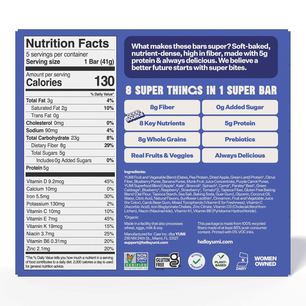 YUMI Organic Protein Cereal Superbar - Blueberry