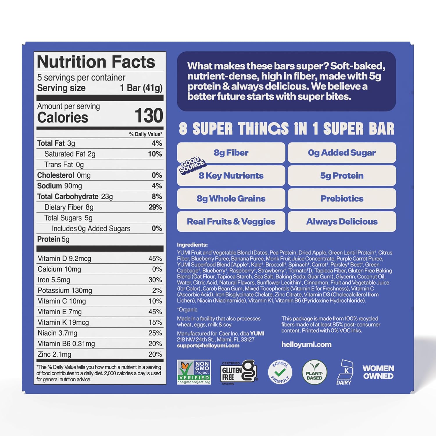 YUMI Organic Protein Cereal Superbar - Blueberry