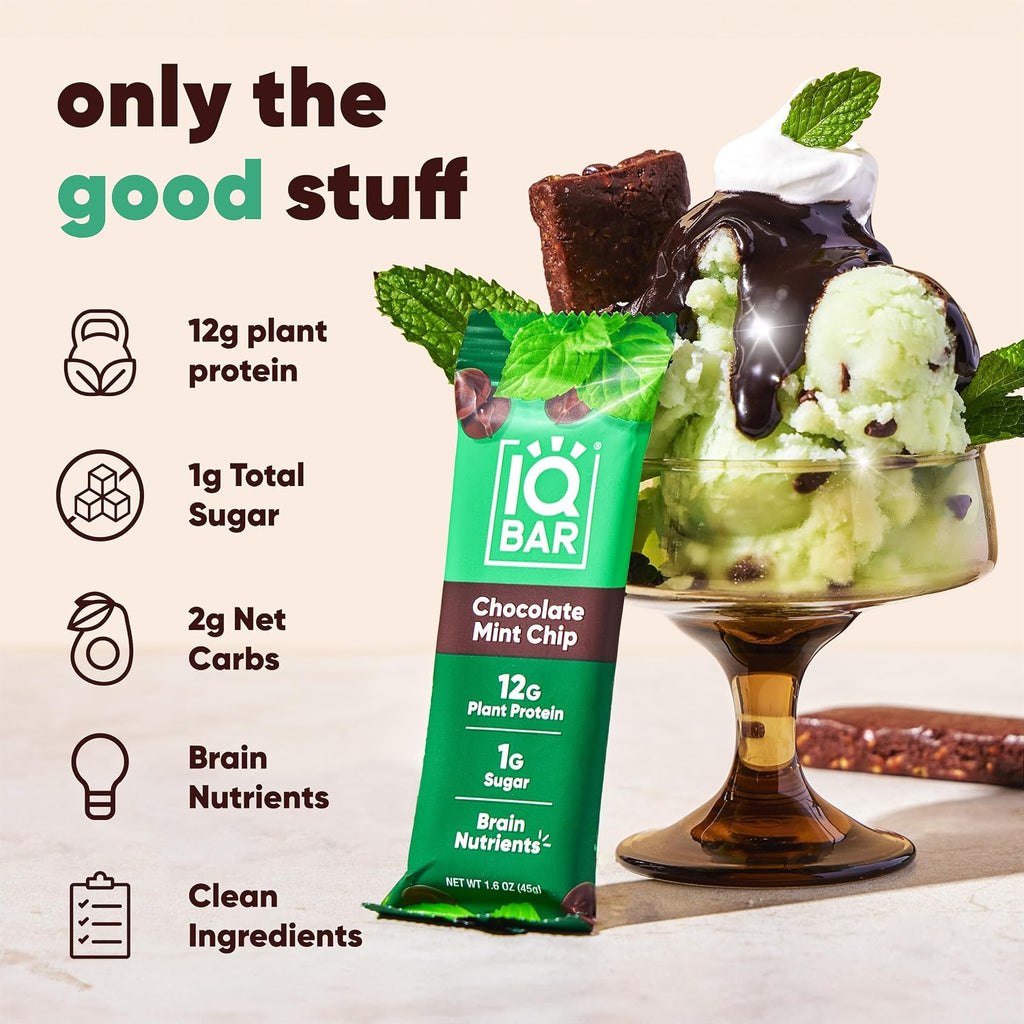 IQBAR Clean Protein Bars, Low Sugar Keto, Wild Blueberry 12-Count
