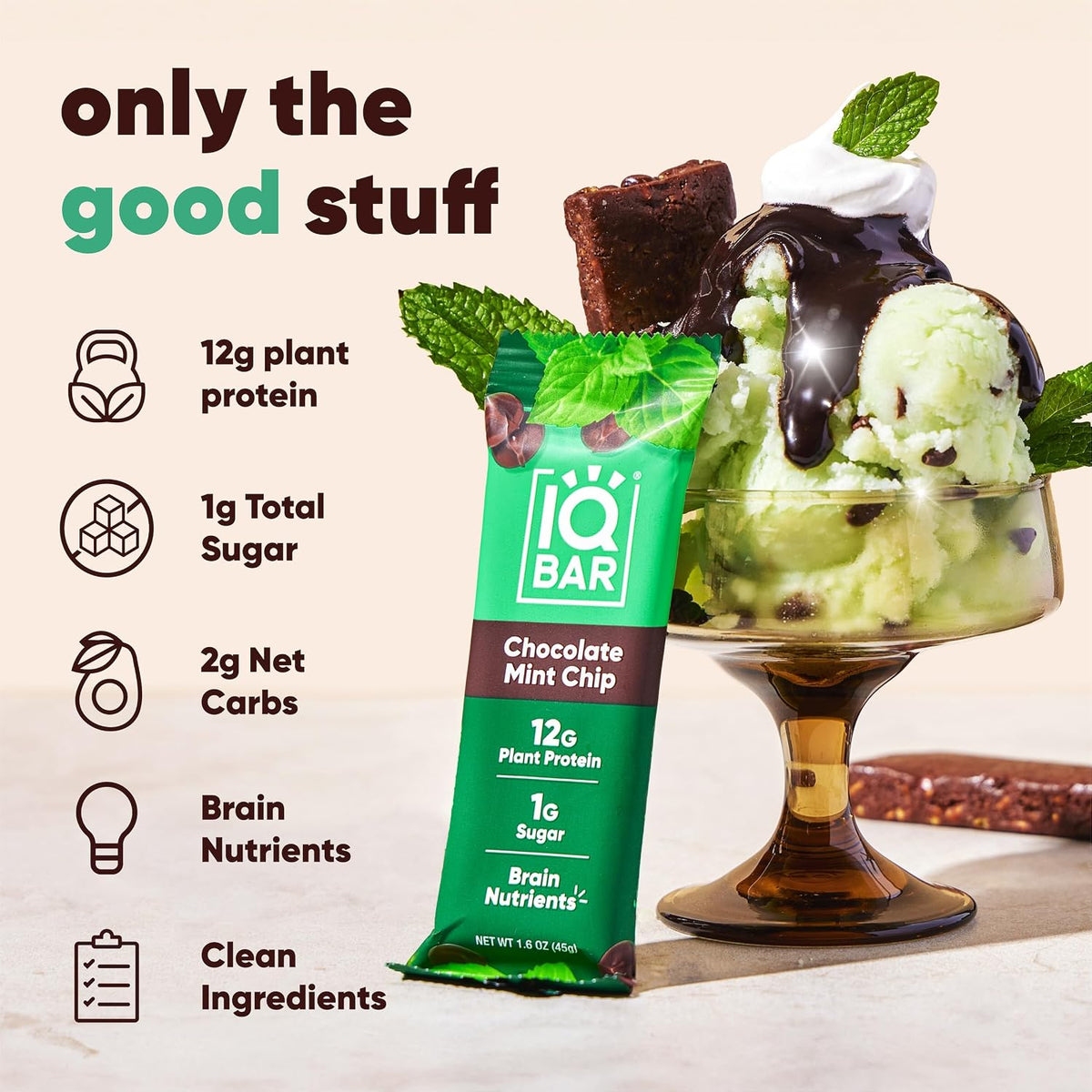 IQBAR Clean Protein Bars, Low Sugar Keto, Wild Blueberry 12-Count