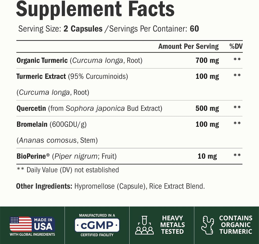 Vimerson Health Quercetin Bromelain Turmeric Supplement 120 Tablets