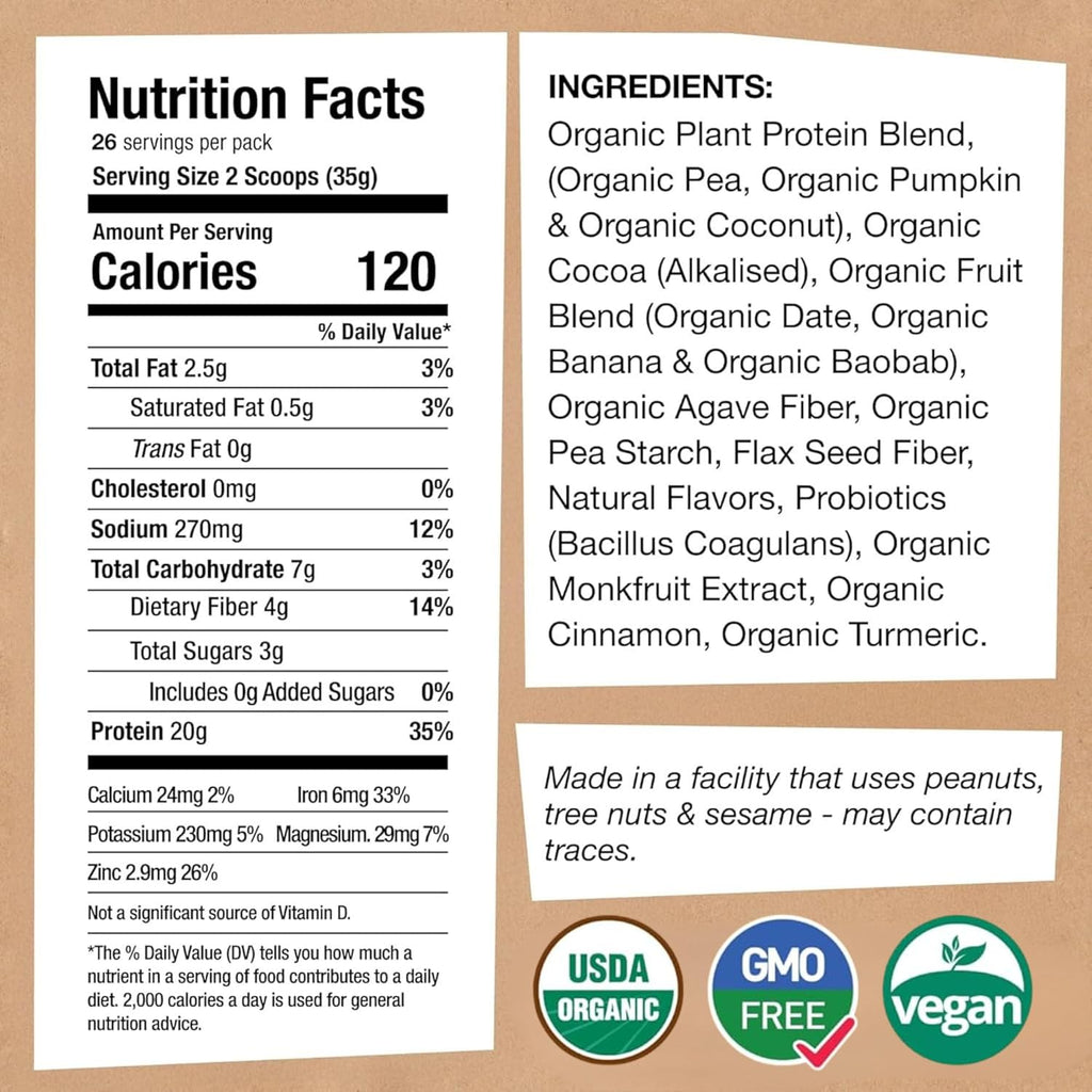 EarthChimp Organic Vegan Protein Powder - with Probiotics