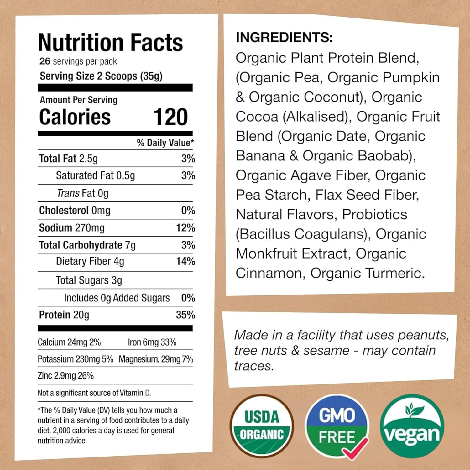 EarthChimp Organic Vegan Protein Powder - with Probiotics