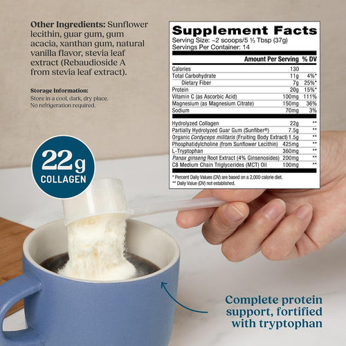 Bulletproof Energy Collagen Peptides Protein Powder, Vanilla Bean, 18.3 oz