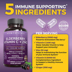 Viva Naturals Elderberry with Vitamin C and Zinc for Adults 120 Capsules