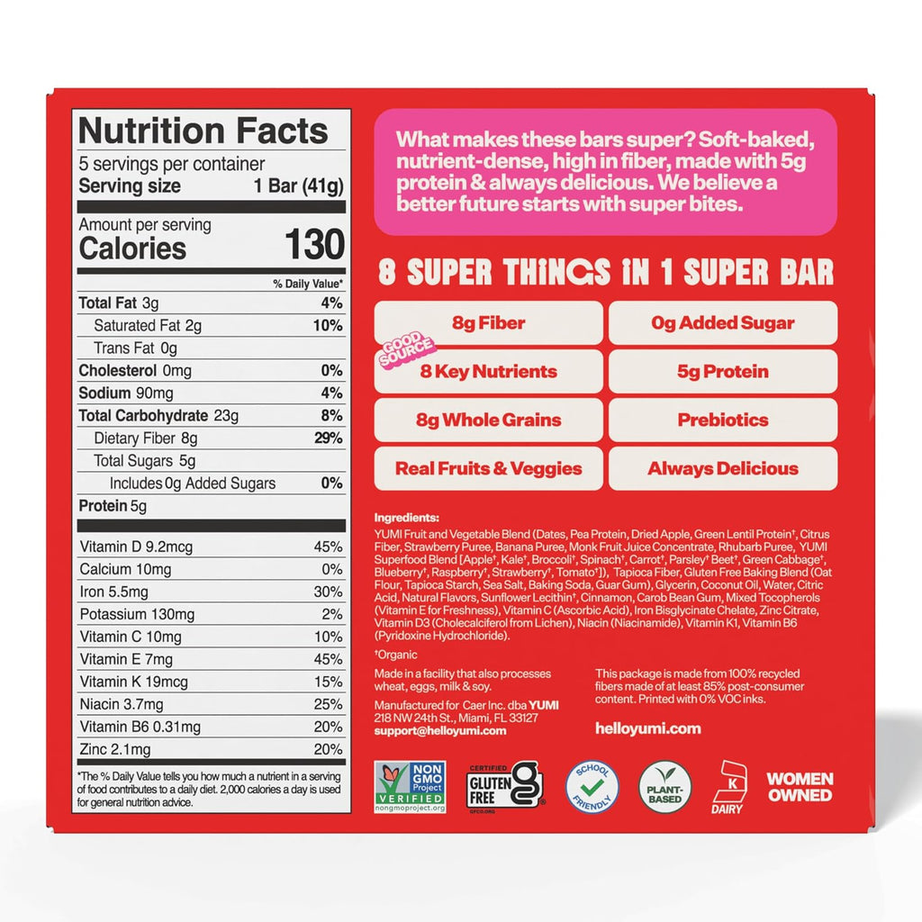 Yumi Organic Protein Snack Bars - Strawberry