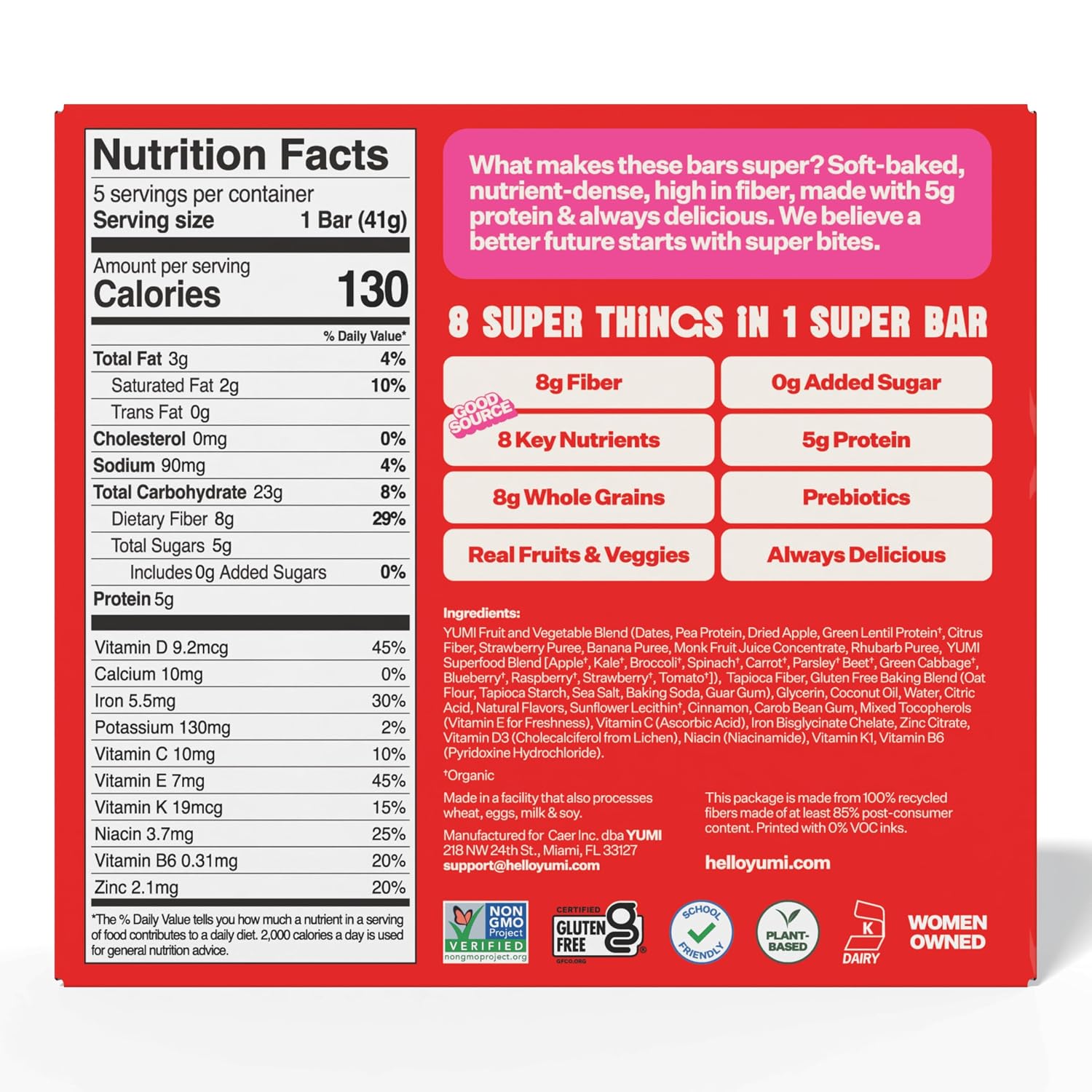 Yumi Organic Protein Snack Bars - Strawberry