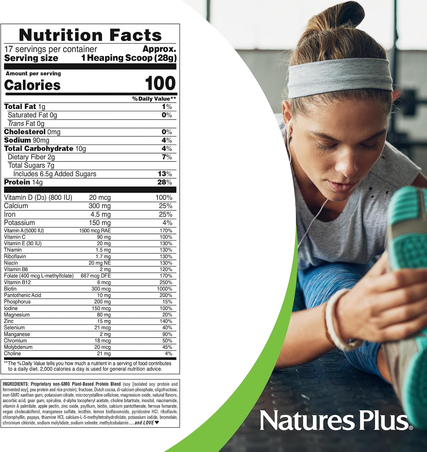 Natures Plus SPIRU-TEIN, Chocolate - Plant-Based Protein Shake