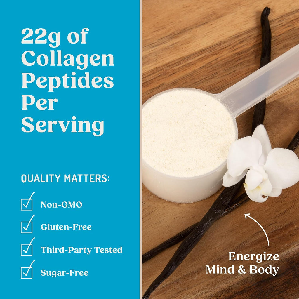 Bulletproof Energy Collagen Peptides Protein Powder, Vanilla Bean, 18.3 oz