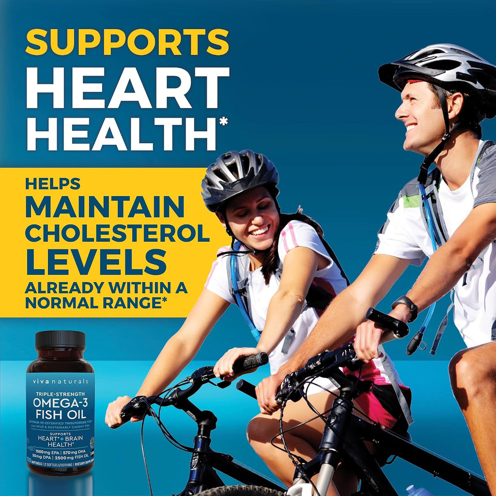 Viva Naturals Omega 3 Fish Oil Supplement for Women and Men 120 Capsules