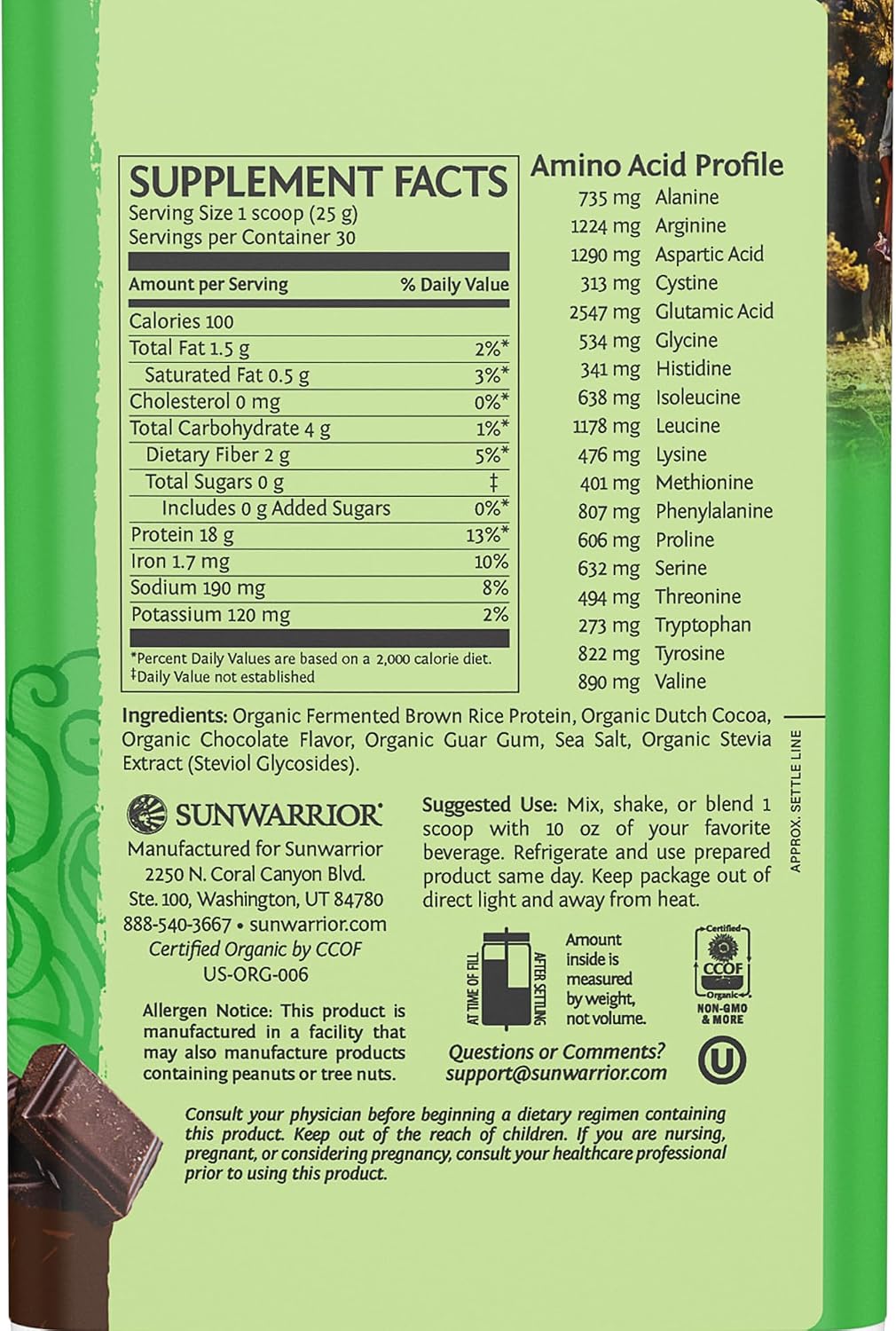 Sunwarrior Classic Vegan Protein Powder Chocolate & Collagen Building Powder