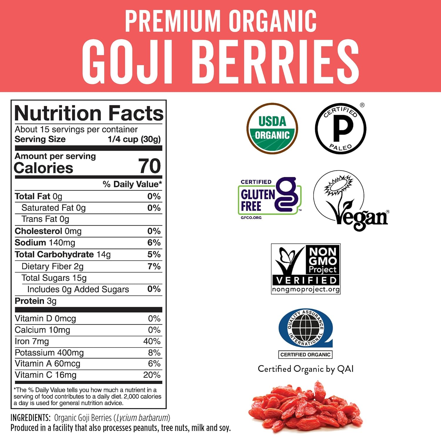 Viva Naturals Organic Dried Goji Berries