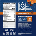 IQBAR Clean Protein Bars, Low Sugar Keto, Salted Caramel Chip 12-Count