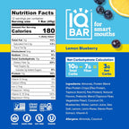 QBAR Clean Protein Bars, Low Sugar Keto, Lemon Blueberry 12-Count