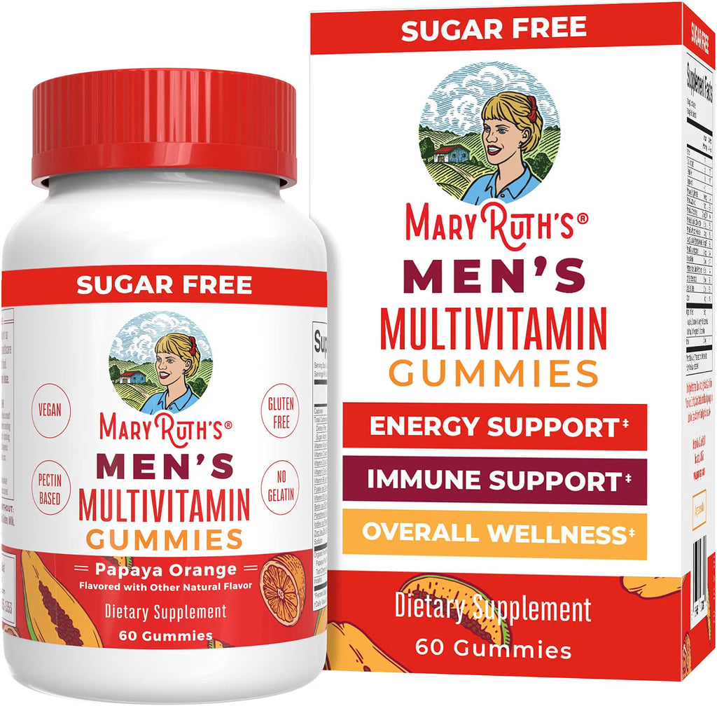 MARY RUTH'S Men's Multivitamin Gummies, Energy Metabolism, Vegan, 60 Count