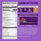 IQBAR Clean Protein Bars, Low Sugar Keto, Almond Butter Chip 12-Count