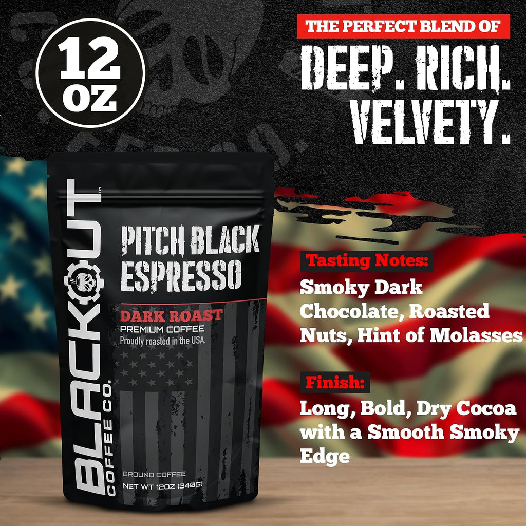 Blackout Coffee Pitch Black Espresso Ground Coffee – Extra Dark Roast