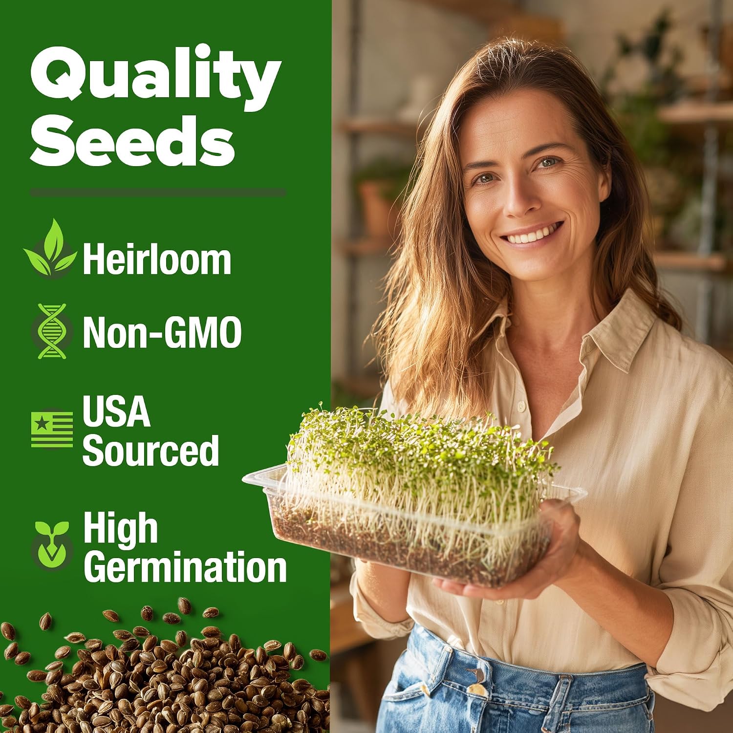 HOME GROWN Non GMO Alfalfa Sprout Seeds