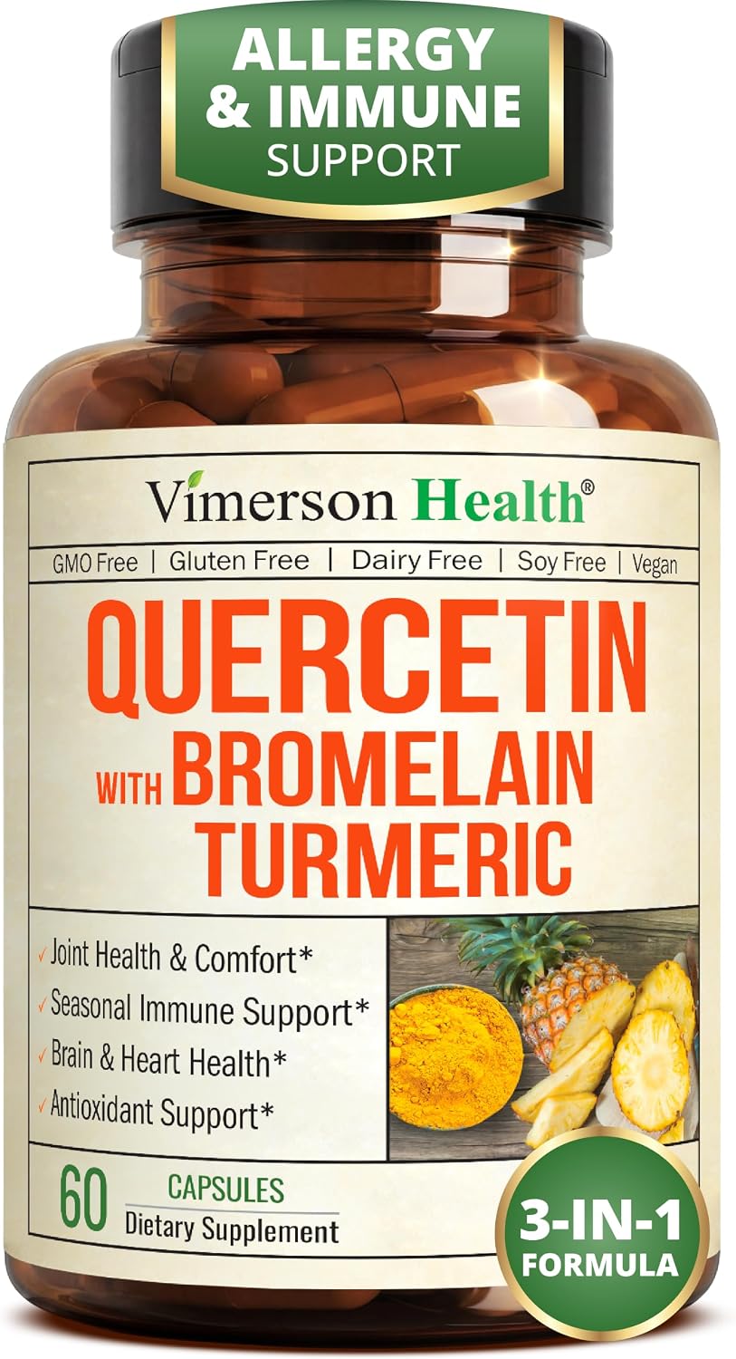 Quercetin with Bromelain Turmeric Curcumin Allergy Supplement - 60 Capsules