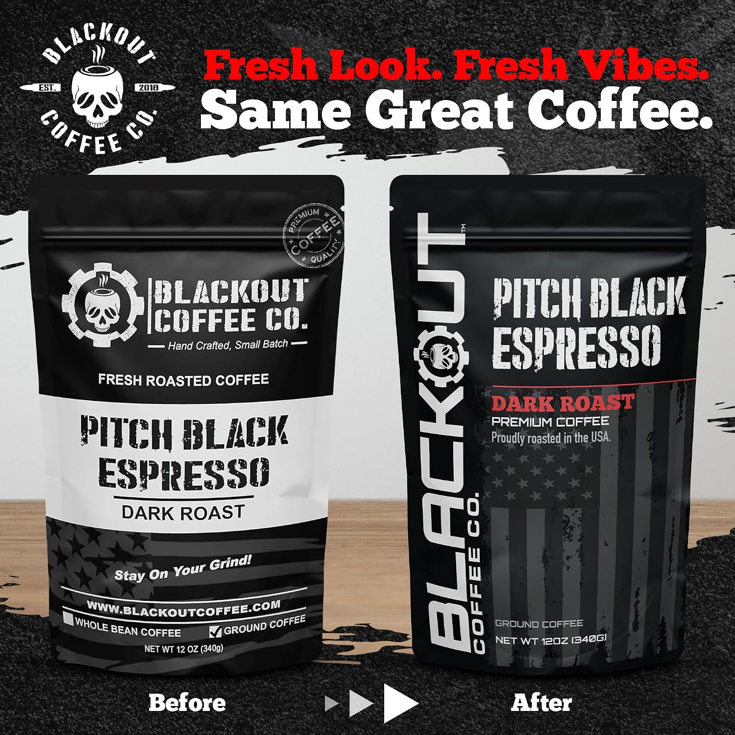 Blackout Coffee Pitch Black Espresso Ground Coffee – Extra Dark Roast