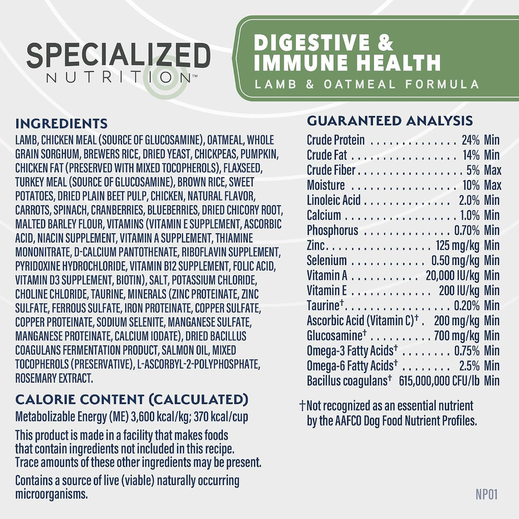 Natural Balance Specialized Nutrition Dog Food, Lamb & Oatmeal, 3.5 lb pk of 1