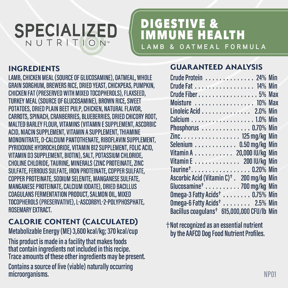Natural Balance Specialized Nutrition Dog Food, Lamb & Oatmeal, 3.5 lb pk of 1