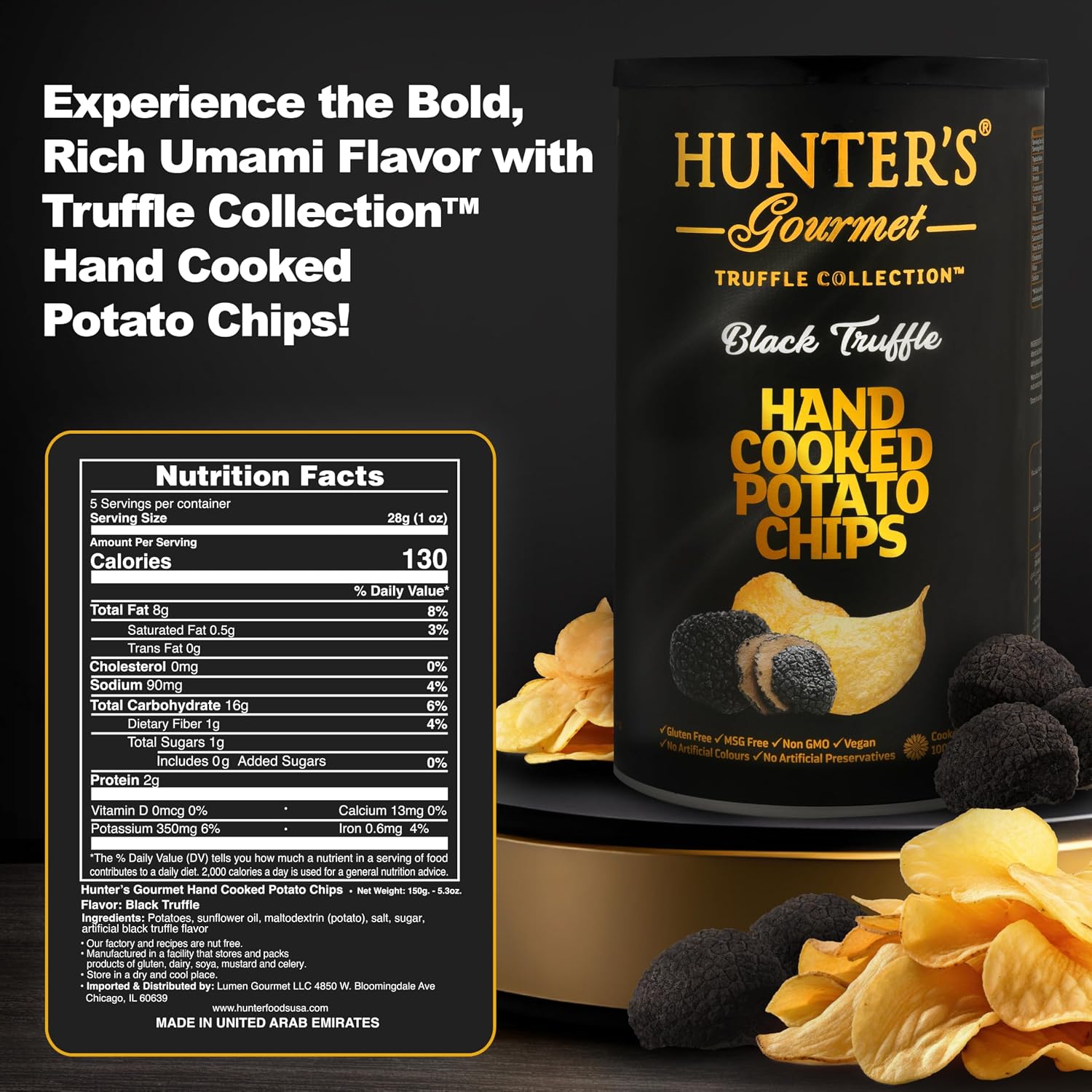 HUNTER'S Gourmet Dubai Black Truffle Crisps
