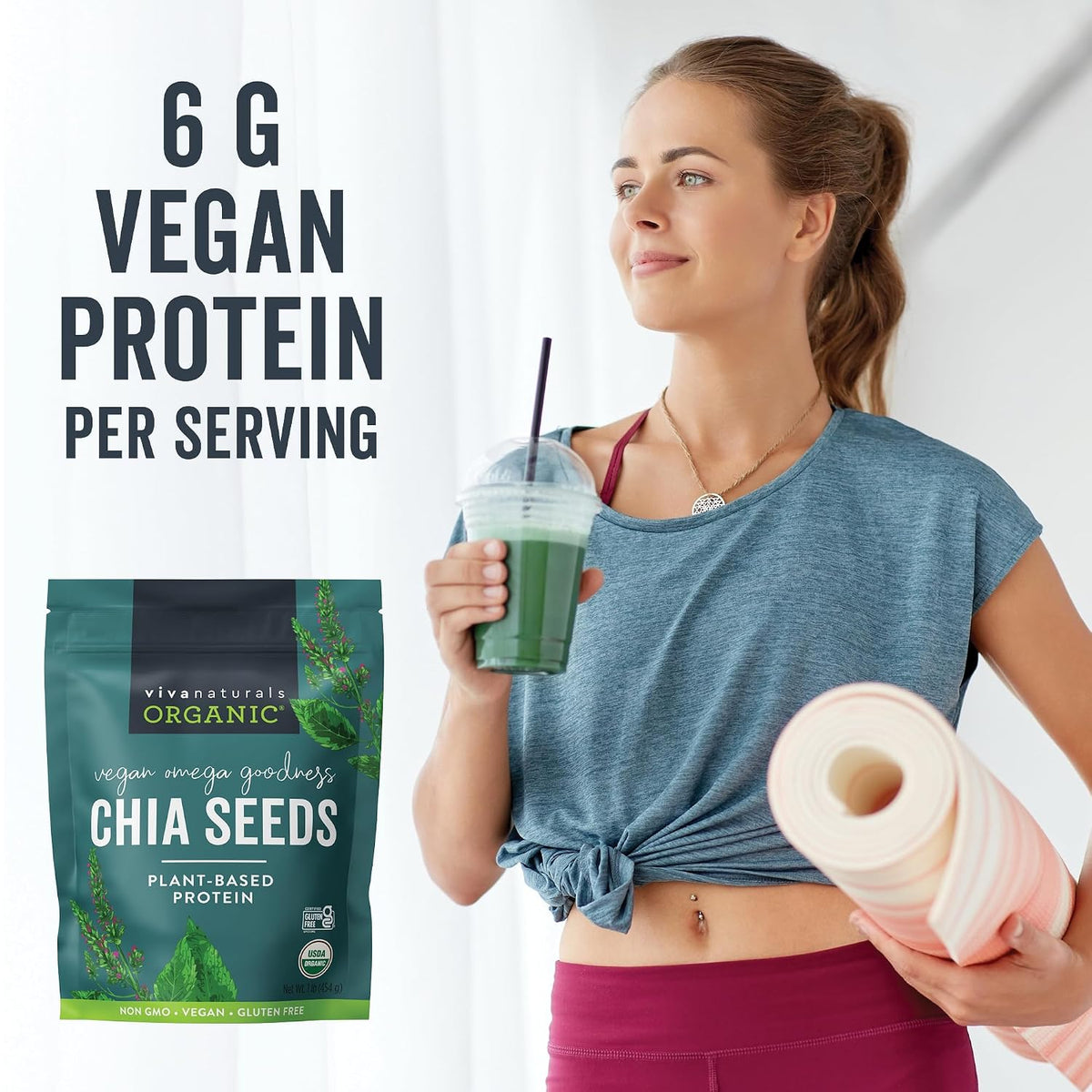 Viva Naturals Organic Chia Seeds, 1 lb, 16 Oz