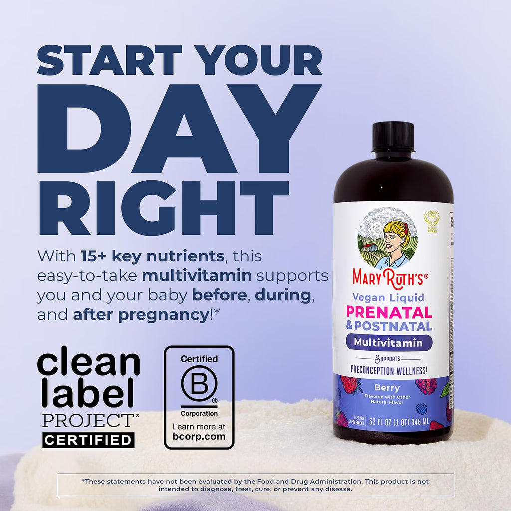 MARY RUTH'S Liquid Postnatal & Prenatal Vitamins for Women, Sugar Free, 32oz