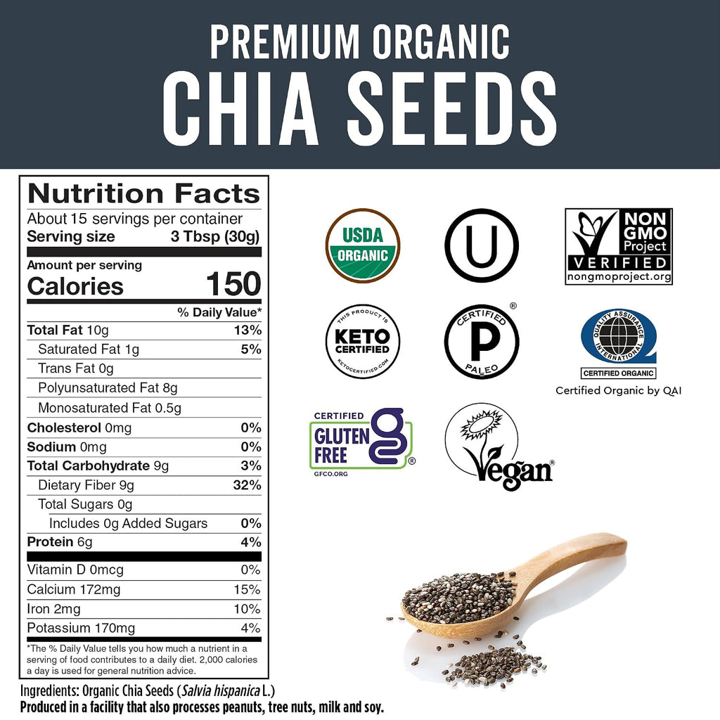 Viva Naturals Organic Chia Seeds, 1 lb, 16 Oz