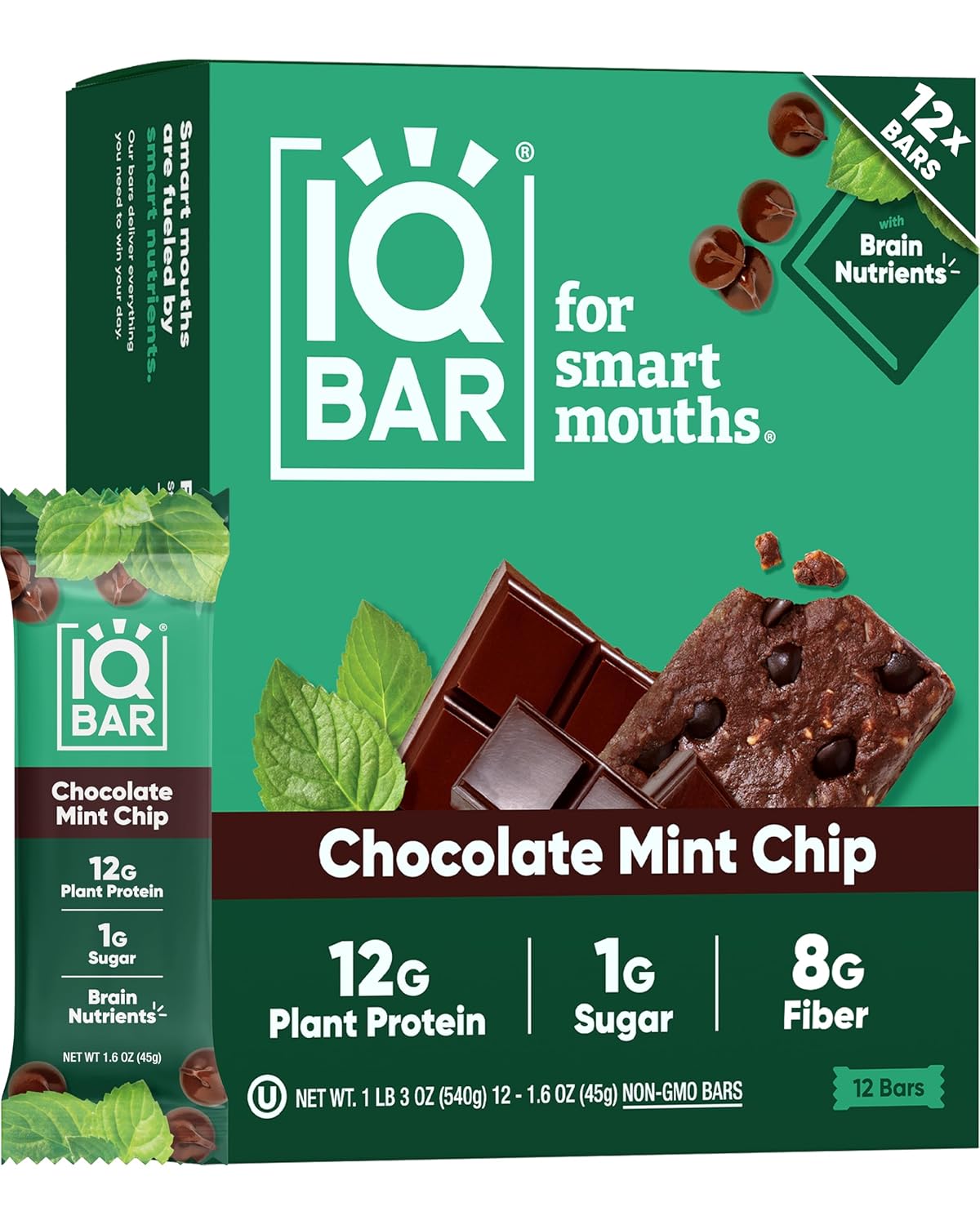 IQBAR Clean Protein Bars, Low Sugar Keto, Wild Blueberry 12-Count
