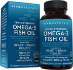 Viva Naturals Omega 3 Fish Oil Supplement for Women and Men 120 Capsules