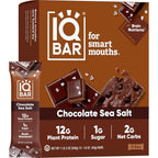 IQBAR Clean Protein Bars, Low Sugar Keto, Chocolate Sea Salt 12-Count