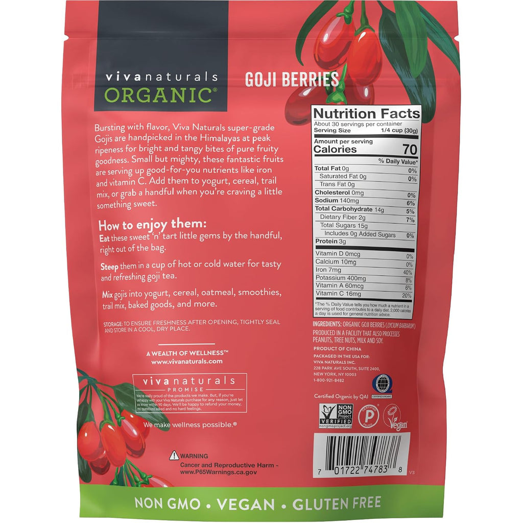 Viva Naturals Organic Dried Goji Berries 907g