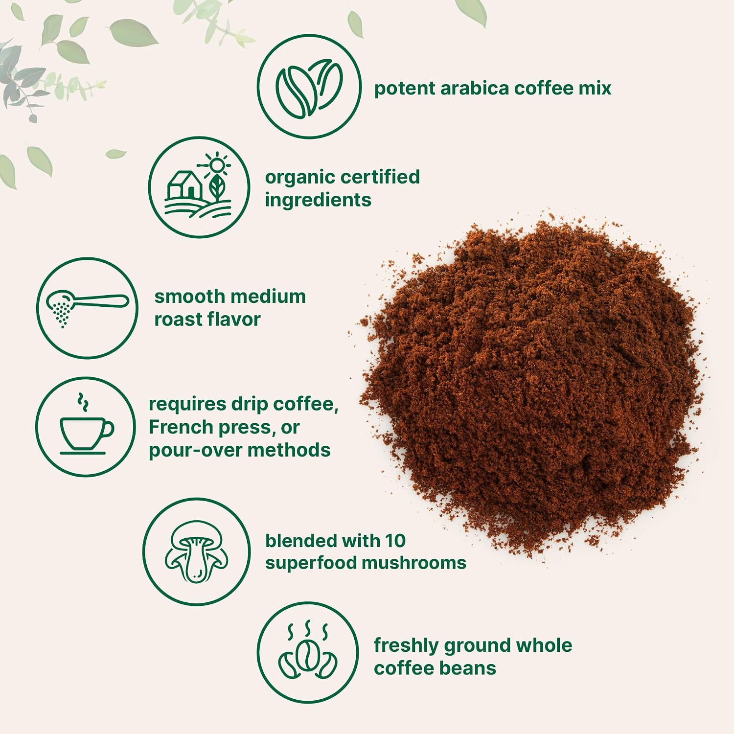 Micro Ingredients Organic 10 in 1 Ground Mushroom Coffee