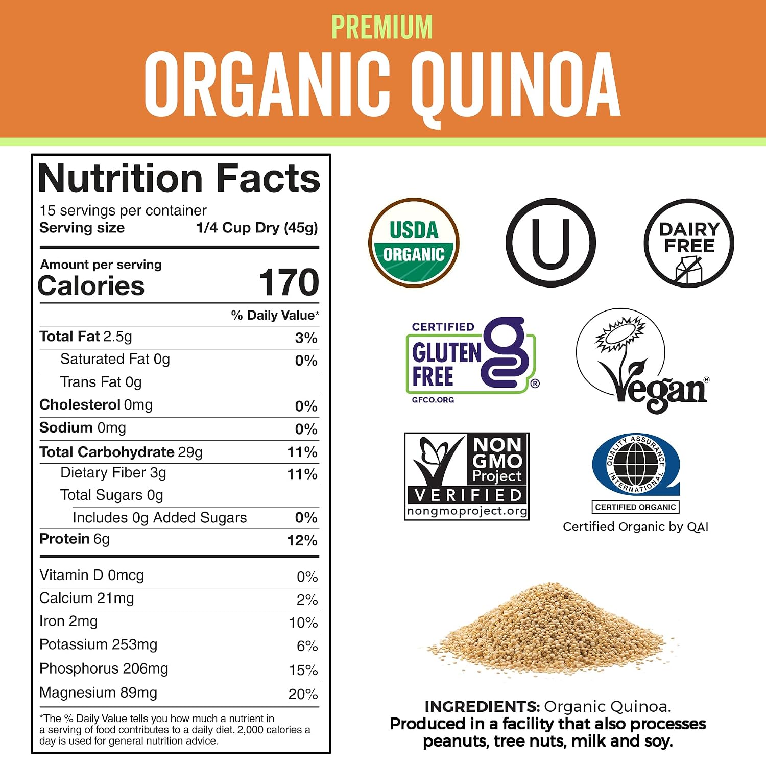 Viva Naturals Organic Quinoa - Pre-Washed Whole Grain