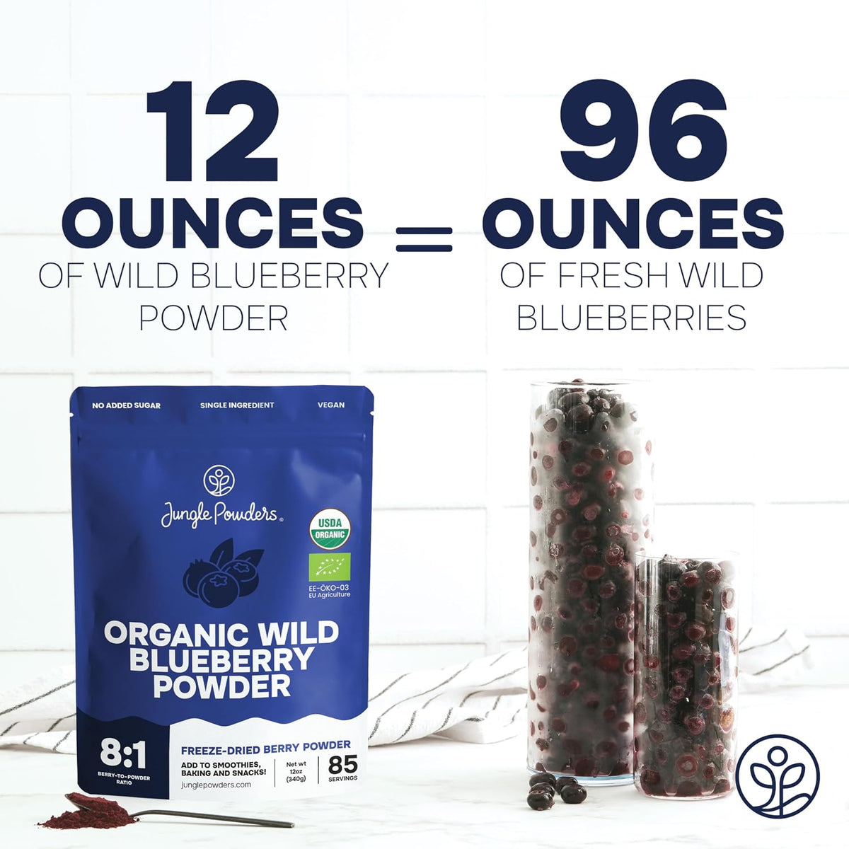 Jungle Powders Wild Blueberry Powder Organic 12 Ounce