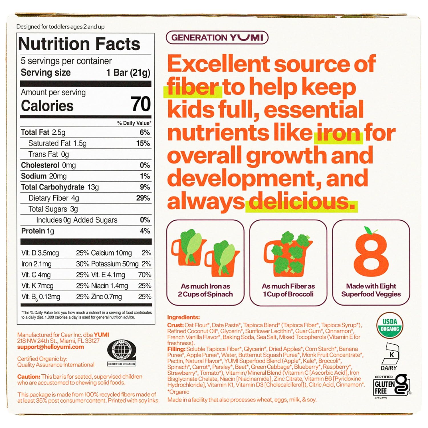 Yumi Organic Toddler Snacks Bars Apple Cinnamon & Squash  & Yumi Smoothie Melts Mango & Carrot