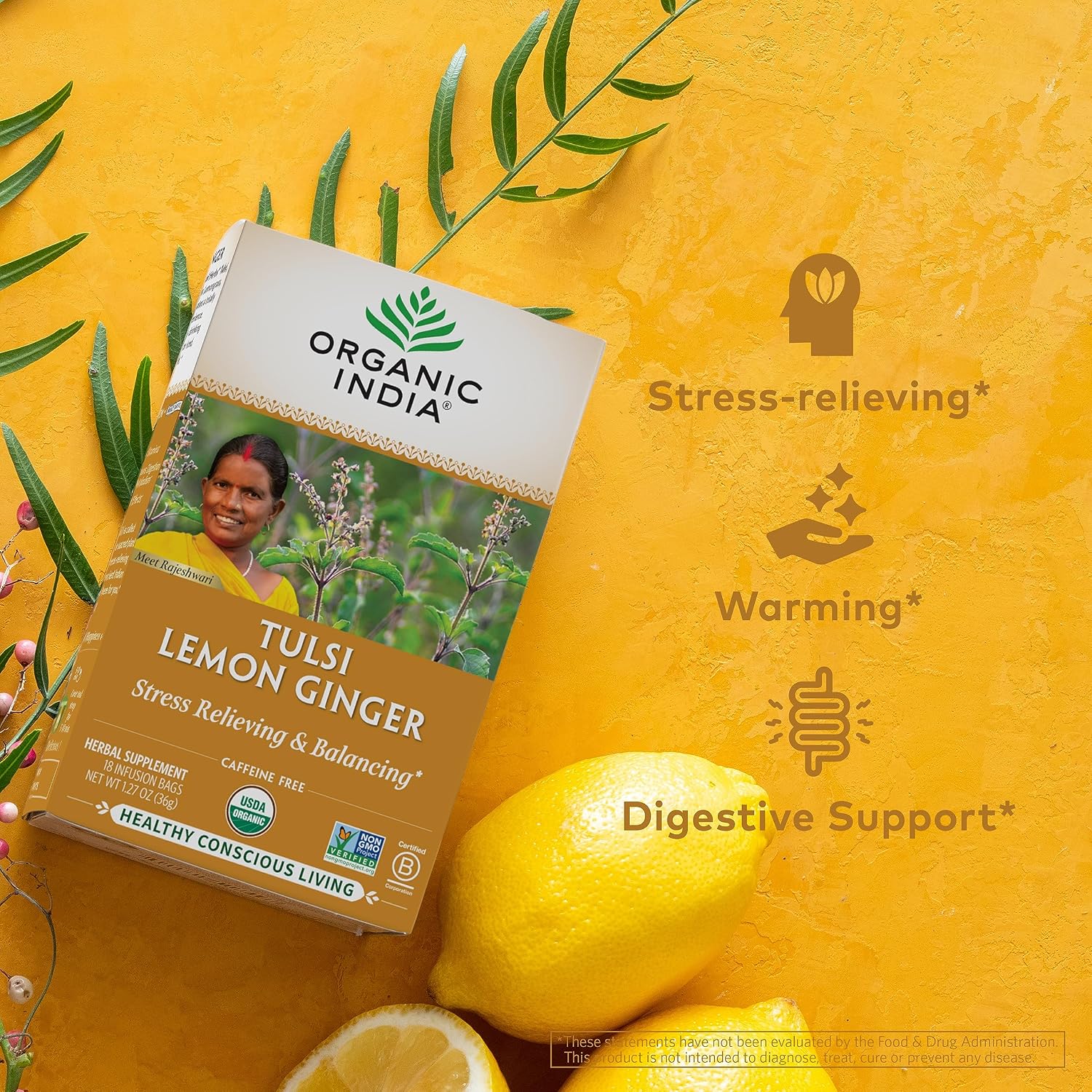 ORGANIC INDIA Tulsi Lemon Ginger Tea Bags