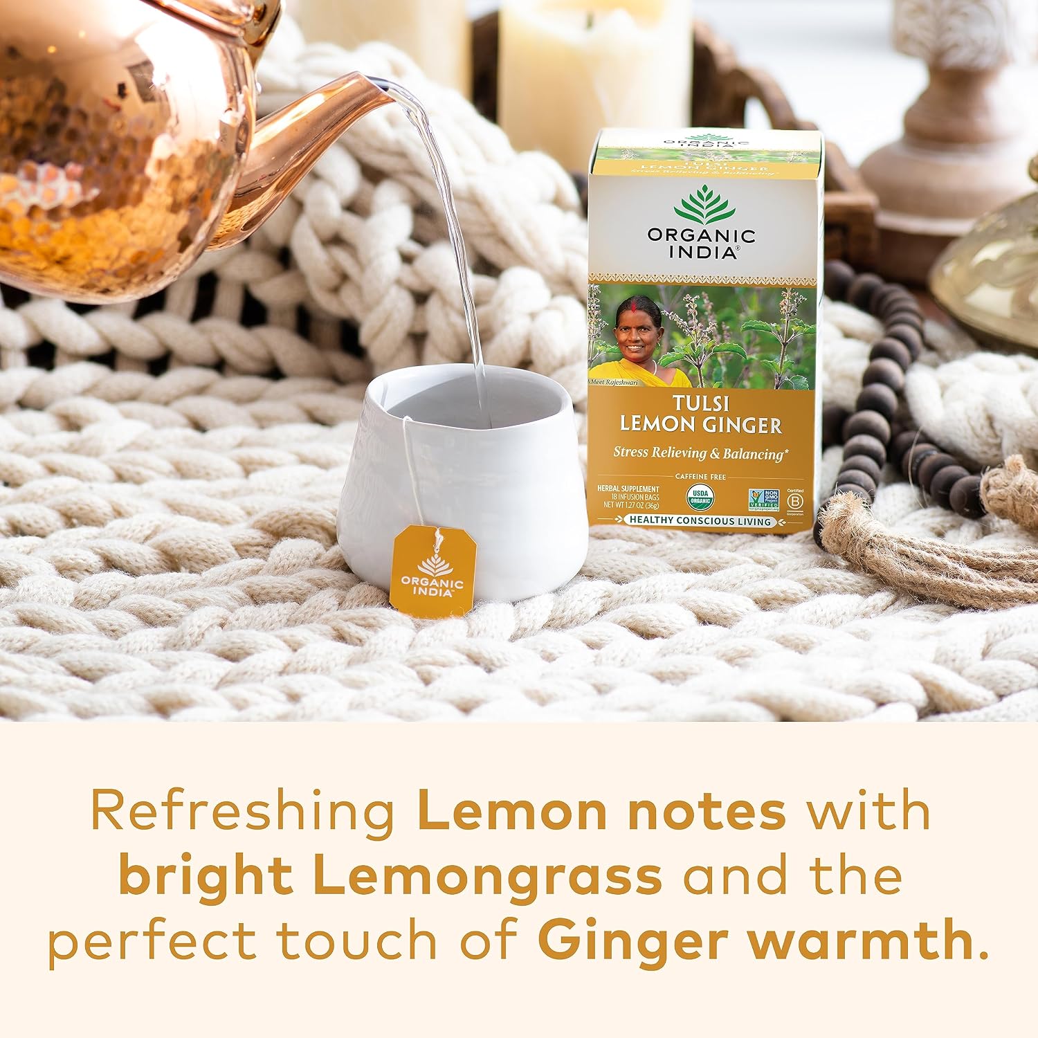 ORGANIC INDIA Tulsi Lemon Ginger Tea Bags