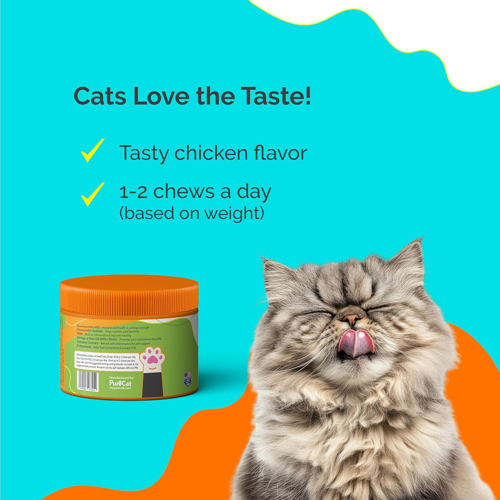 Purecat Joint Support Soft Chews Supplements for Cats of All Ages 200 ct